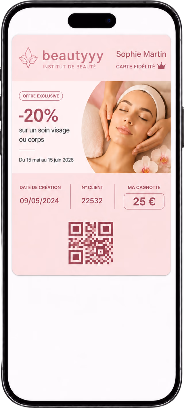 Carte de fidélité beauté dans Apple Wallet