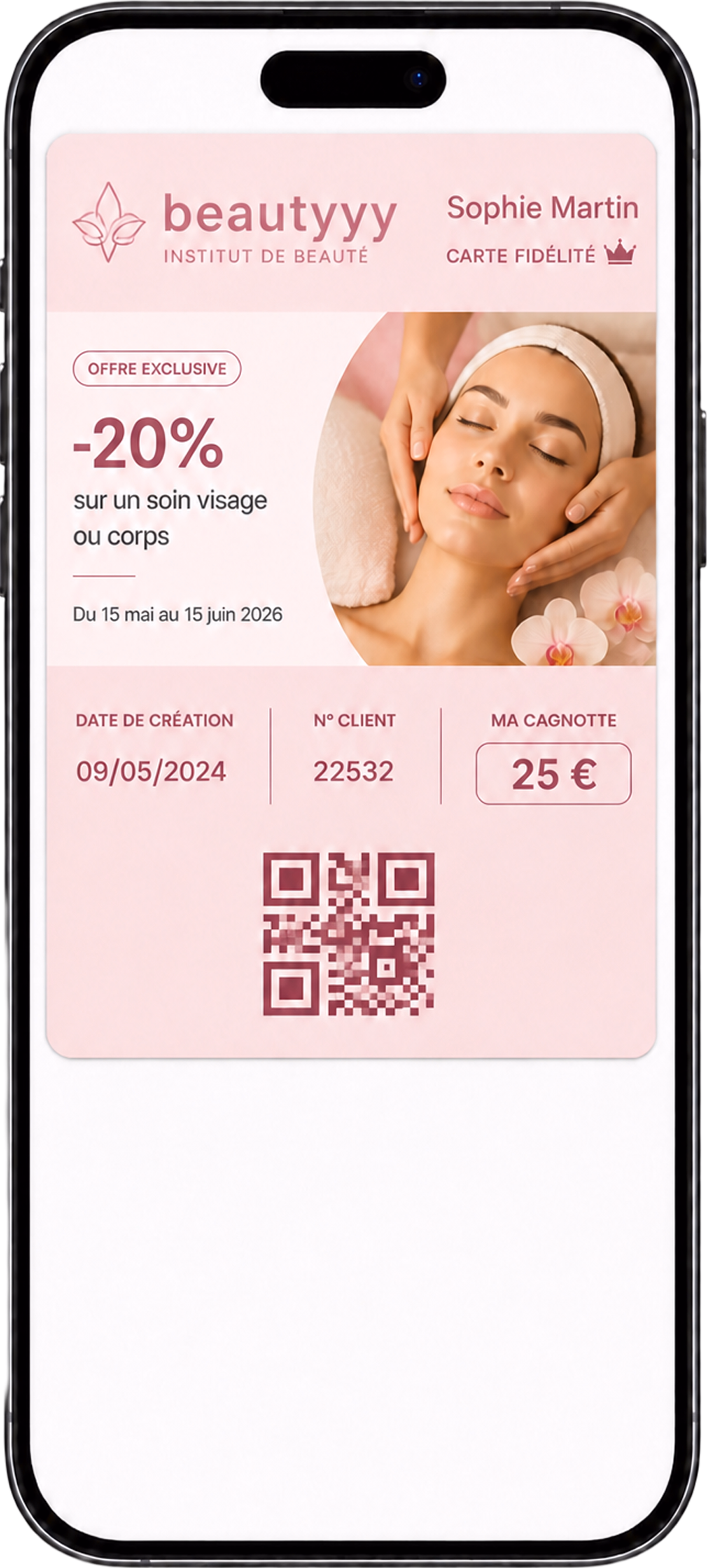 Carte de fidélité beauté dans Apple Wallet