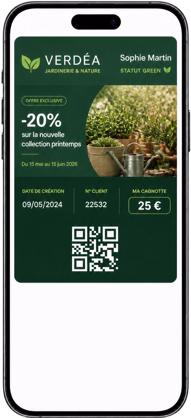 Carte de fidélité jardinerie dans Apple Wallet