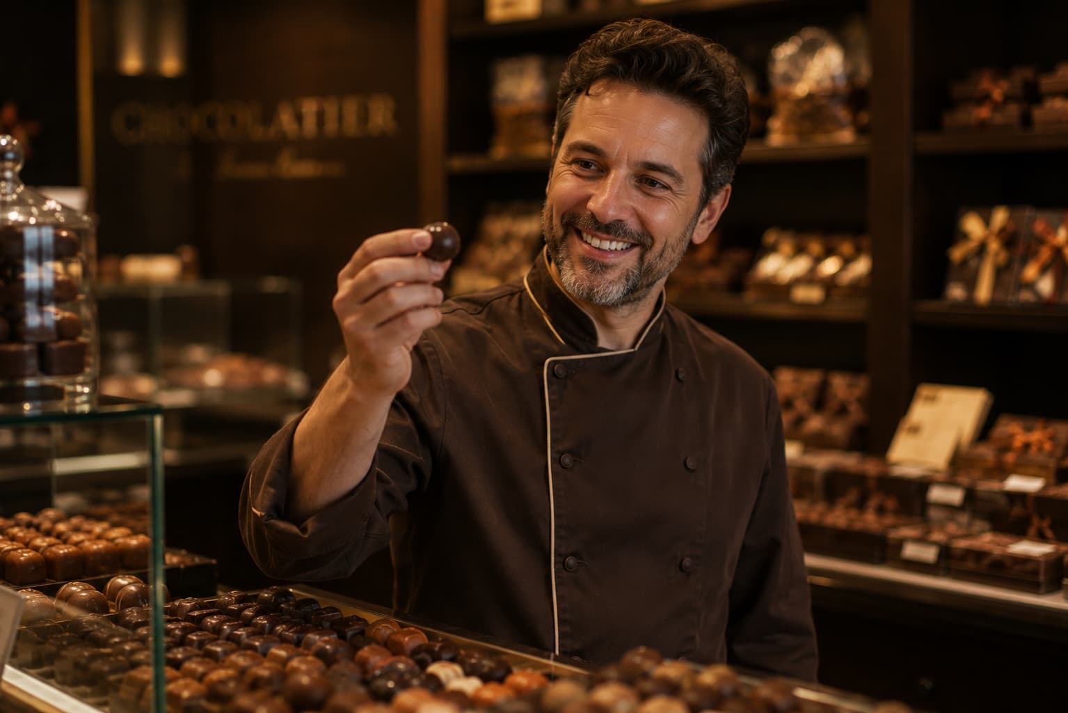 Une vitrine de chocolaterie