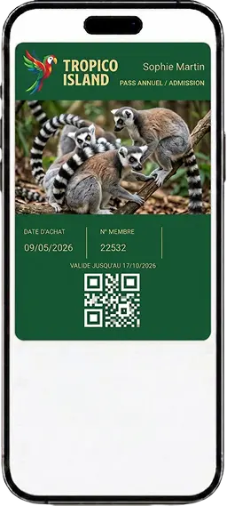 Wildlife park ticket in the wallet on an iPhone