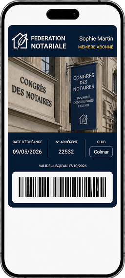 Carte de membre de fédération professionnelle dans Apple Wallet