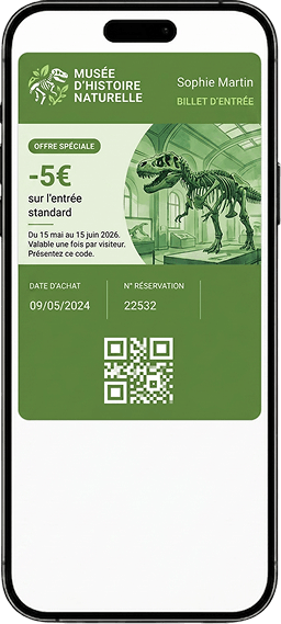 Billet d'accès Musée dans le wallet sur un iPhone