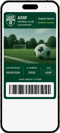 Carte de membre de club sportif dans Apple Wallet