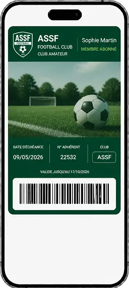 Sports club membership card in Apple Wallet