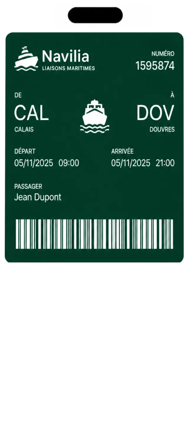 Navilia ticket in the wallet, shown on an iPhone