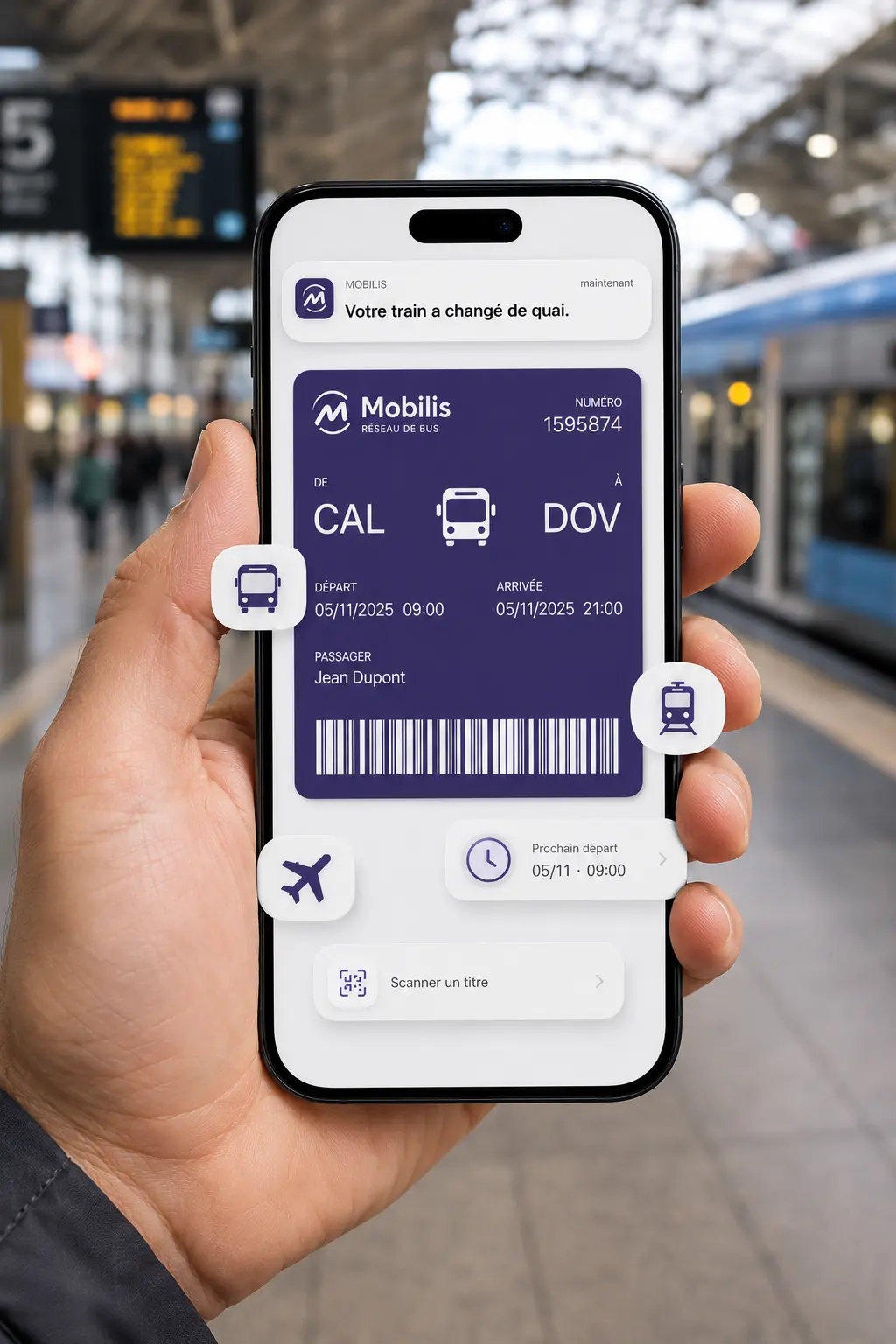 Voyageurs avec leur pass de transport dans le wallet