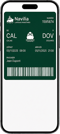 Billet de transport Ferry dans le wallet sur un iPhone