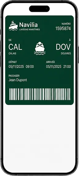 Billet de transport Ferry dans le wallet sur un iPhone