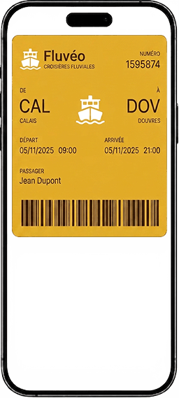 Billet de transport Croisière fluviale dans le wallet sur un iPhone