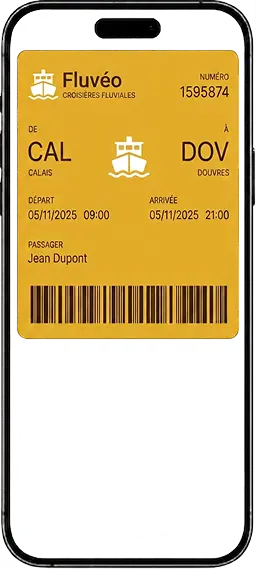 Billet de transport Croisière fluviale dans le wallet sur un iPhone