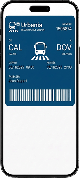 Billet de transport Bus urbain dans le wallet sur un iPhone