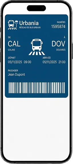 City bus ticket in the wallet on an iPhone