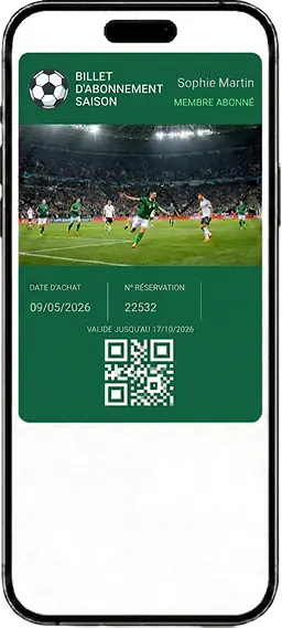 Sports match ticket in the wallet on an iPhone