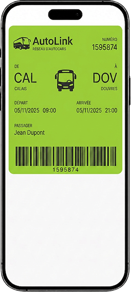 Billet de transport Autocar dans le wallet sur un iPhone