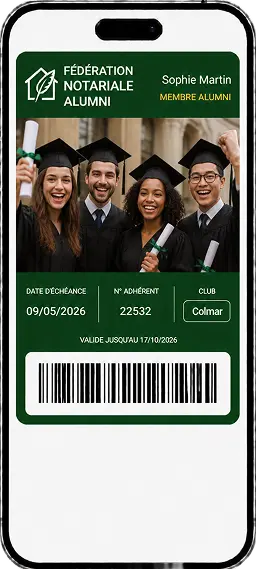 Alumni membership card in Apple Wallet