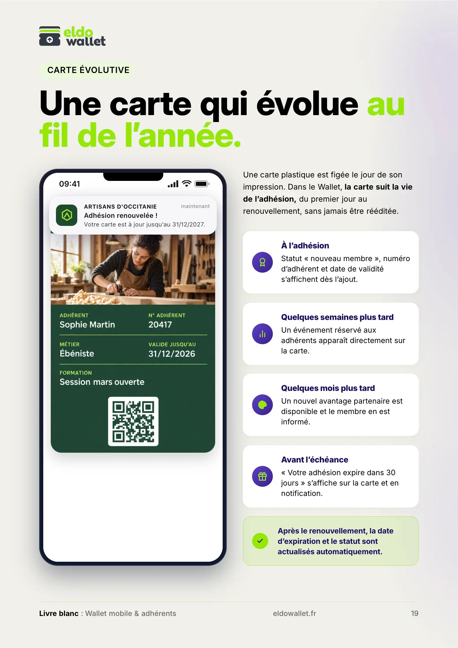 Page 19, une carte qui évolue au fil de l'année