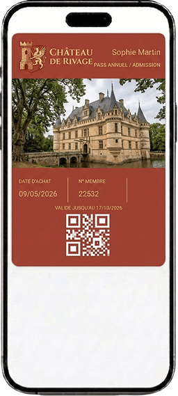 Billet d'accès Château dans le wallet sur un iPhone